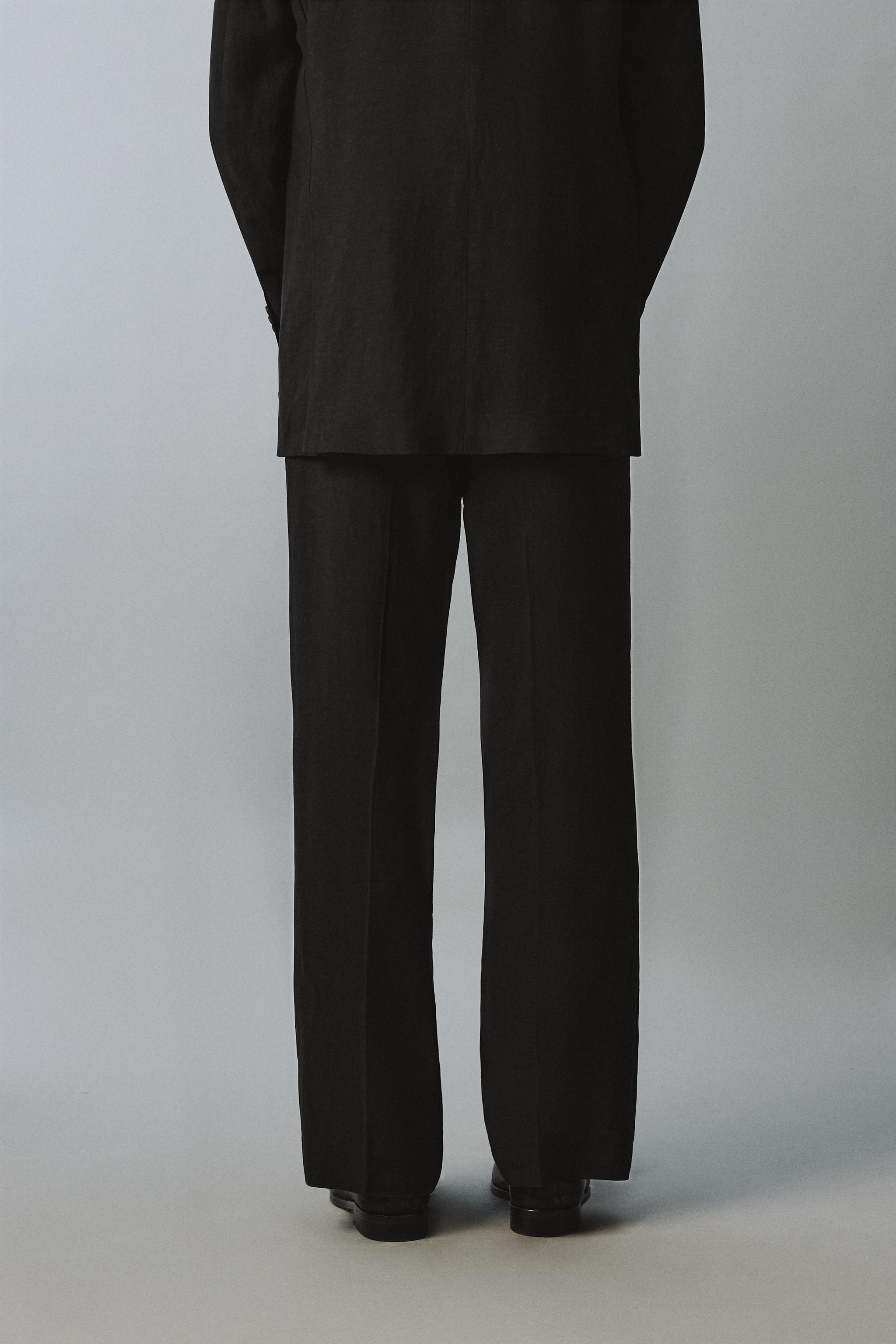 RELAXED FIT VISCOSE-LINEN SUIT PANTS